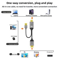 Câble adaptateur DP actif 4K avec alimentation USB, cordon vidéo haute définition vers DP pour ordinateur de bureau, ordinateur portable vers moniteur TV