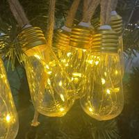 Guirlande lumineuse LED solaire d'extérieur IP65 avec ampoules en corde de chanvre et fil de cuivre, style vintage, pour jardin et fêtes