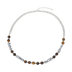 Regalo de joyería de piedra Natural de moda Regreso a los antiguos Collar de cuentas de piedra de ojo de Tigre de ónix negro para mujer - Product Image 5