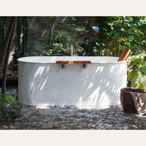 Hachillsp's New Design Oval Stainless Steel Outdoor Soaking Tub Wooden Spa Accessories Painted <strong>Ice</strong> Bath Tub Option <strong>Ice</strong> <strong>Bucket</strong> - Product Image 1