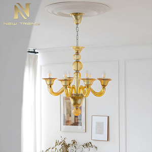 <span class=keywords><strong>Lampadario</strong></span> Elegante Francese Vintage in Vetro di Murano, Portacandele Champagne per Soggiorno e Ristorante - Product Image 5