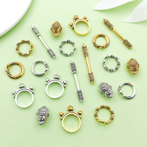 Colgante de la serie Wukong en plata antigua y oro, accesorio de joyería DIY para pulsera o collar, unisex, para uso diario. - Product Image 3