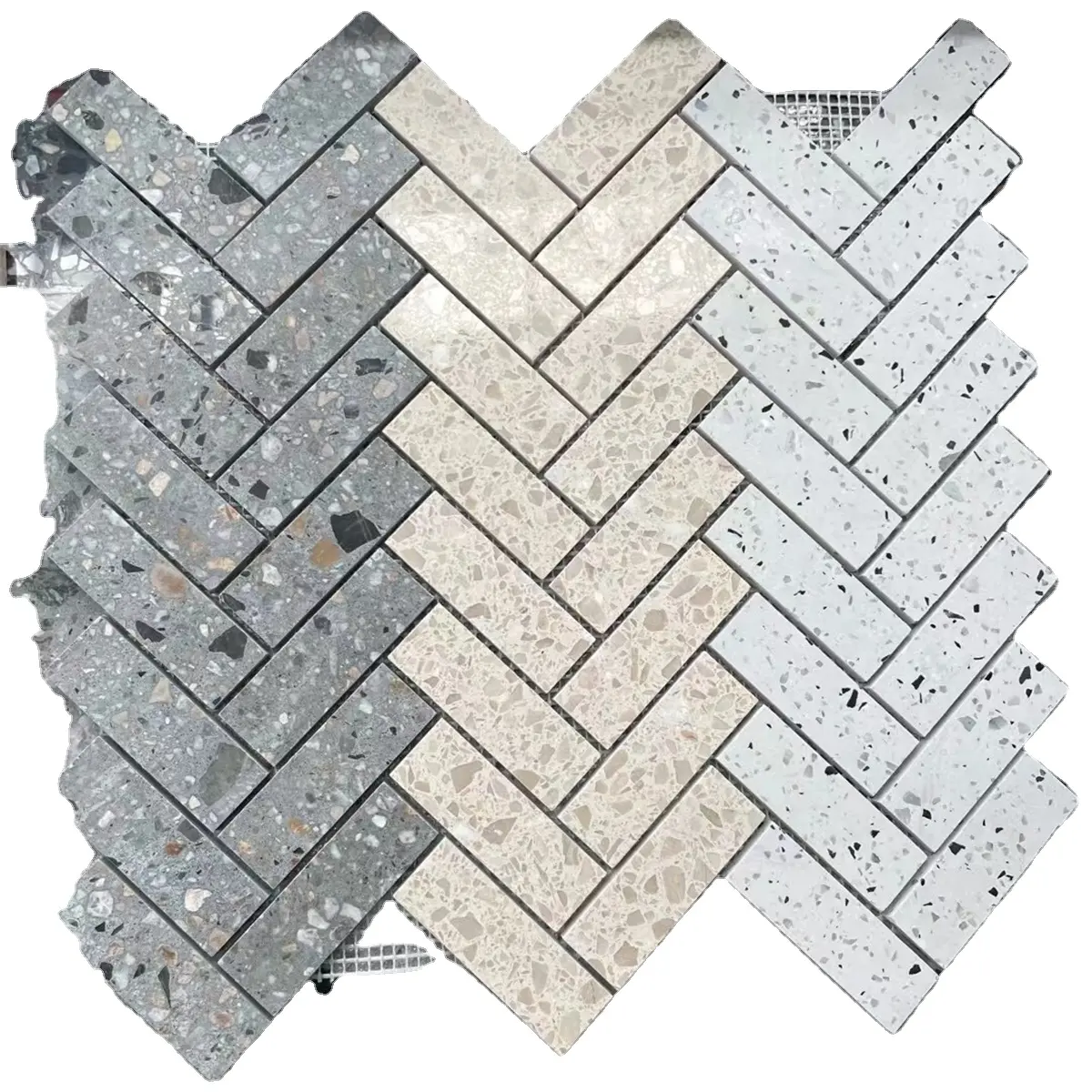 Carreaux de mosaïque en ciment de terrazzo de couleur mélangée aléatoire personnalisée pour l'application de plancher de bâtiment intérieur