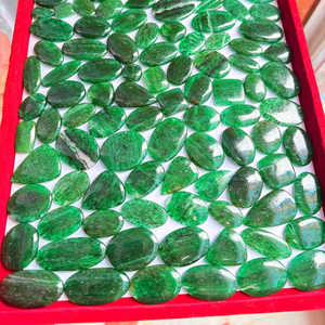 Par de cabujones de Aventurina verde natural, lote de piedras preciosas sueltas para joyería hecha a mano, pendientes, colgante artesanal - Product Image 1