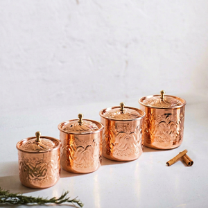 Copper Storage Dry Fruit Jars Round Vintage Metal Decorative <b>Containers</b> with Lids Durable Table Accessories - Product Image 1
