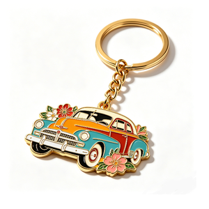 Custom Enamel <b>Cat</b> Keychain Metal Key <b>Ring</b> Floral Pendant Zinc Alloy Souvenir Gift - Product Image 5
