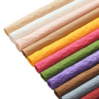 Papier artisanal coréen double face recyclable HUABAN pour fleurs, motif pierre froissée, imperméable, pour bouquets de fleurs faits à la main