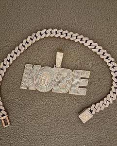 Lujo Hip Hop rapero estilo nombre diseño colgante sólido espalda plata oro rosa Moissanite encantos - Product Image 2