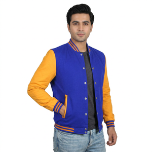 OEM High Quality Varsity <b>Jackets</b> With Cowhide <b>Leather</b> Sleeves Hot Selling Custom Stylish Winter <b>Men</b> Varsity <b>Jackets</b> - Product Image 1