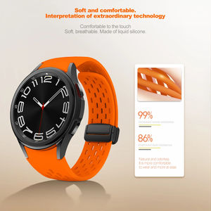 Bracelet en silicone pour Samsung <span class=keywords><strong>Galaxy</strong></span> <span class=keywords><strong>Watch</strong></span> 7 6 5 <span class=keywords><strong>4</strong></span> 40mm 44mm 5 Pro 45mm Boucle magnétique Bande 6 <span class=keywords><strong>Classic</strong></span> 43mm 47mm Sans espaces - Product Image 3