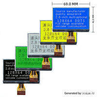 شاشة YSD مقاس 2.8 بوصة طراز COG12864-5-2 سوداء اللون، شاشة LCD كريستال سائل 3.3 فولت، وحدة عرض نقطية للاستخدام الصناعي، مقاس 60.77×32.94 ملم