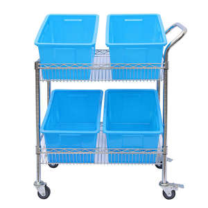 Chariot à paniers métalliques double couche pour hôpital, chariot de rangement roulant réglable pour la maison - Product Image 2