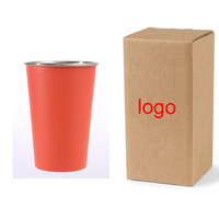 32 oz. Mug à bière de stade en acier inoxydable entièrement enveloppé de plastique, avec couvercle coulissant, couleurs jaune, orange, bleu, vert, or