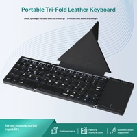 B089Tplus Tri-Fold Wireless Mini Portable Ultra-Slim Leather Case Stand Universal untuk Keyboard untuk Tablet Ponsel Merek