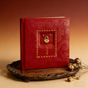 Álbum de Fotos Rojo Chino de la Suerte, Álbum de Boda con Dragón y Fénix en 3D, con <span class=keywords><strong>Colgante</strong></span> de Candado Dorado - Product Image 4