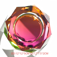Cendrier en verre cristal facetté, plaqué couleur, forme champignon, gravé au laser, design moderne - 12cm/15cm/18cm/20cm/25cm, décoratif (tailles au choix)