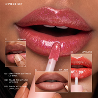 Ensemble de maquillage pour les lèvres 4 en 1, gloss à lèvres, crayon à lèvres, rouge à lèvres, masque pour les lèvres, cosmétiques longue durée, emballage personnalisé OEM