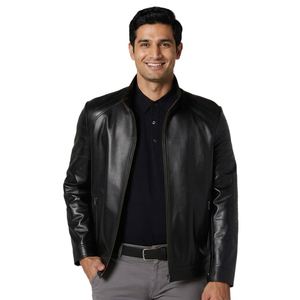 2026 Autumn Winter Men's High Quality Genuine PU Leather Jacket XL Light Casual Stand Zipper Faux <b>Fur</b> Outerwear jacket for men - Product Image 1