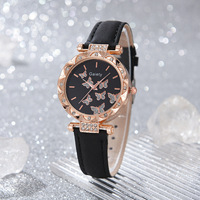 Ensemble de montres-bracelets à quartz pour femmes avec bracelet en cuir papillon, comprenant un collier, des boucles d'oreilles et un bracelet - 6 pièces pour la mode féminine et les affaires