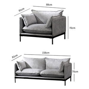 Gray Fabric <b>Sofa</b> Double Seat Nordic Minimalist Design Brushed Sueded U Shape Living Room Furniture - Product Image 5