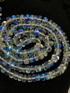 AAAAA, piedra lunar arcoíris de alta calidad, hebra de 16 pulgadas, cuentas Rondell pulidas lisas, tamaño de fuego completamente azul 3,5-7,5mm - Product Image 4