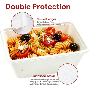800ml Compostable Sugarcane Bagasse Food Container Biodegradable Disposable Takeaway <b>Lunch</b> <b>Box</b> with Lid for Salad Meal Prep - Product Image 4