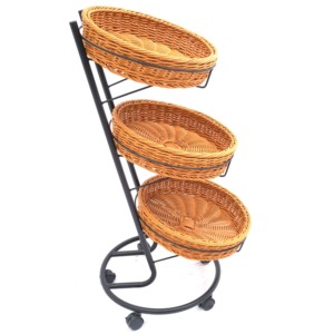 Estante de Mimbre de 3 Niveles para Exhibición de Frutas en Supermercados, Organizador de Mimbre para una Organización Eficaz - Product Image 1