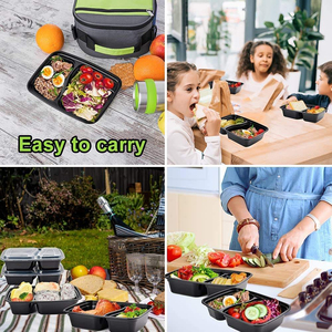 Boîtes de rangement alimentaire en PP à 3 compartiments, boîtes à lunch, contenants à emporter, contenants en plastique jetables pour la préparation des repas, utilisables au micro-ondes - Product Image 5