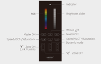Télécommande verticale Miboxer Y3 RGB+CCT, portée de contrôle de 30 mètres, boîtier noir, télécommande pour éclairage LED
