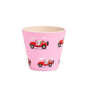 Tazza da caffè Snoopy Travel Motif da 90 ml, tazza in ceramica rosa per caffè, tè e bevande - Product Image 1