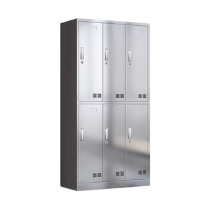 Stainless Steel <b>Locker</b> 6 Doors 2 Layers Moisture Proof <b>Storage</b> Cabinet For Workshop Bathroom Staff Dormitory - Product Image 1