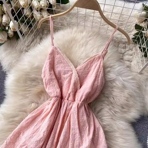 Vestido Corto Bohemio de Verano para <span class=keywords><strong>Playa</strong></span>, Sexy, <span class=keywords><strong>con</strong></span> Escote en V, Cintura Alta, Cierre de Botón, Estilo Línea A, Vestidos Amplios - Product Image 5