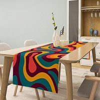 Chemin de table ondulé, esthétique hippie vintage, orange rose, vague groovy, nappe pour la maison, la cuisine, la salle à manger, le patio
