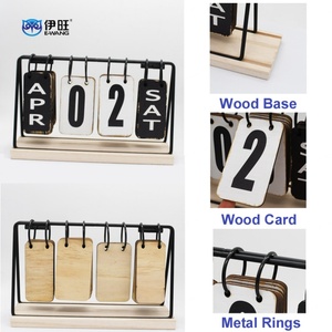 Calendrier de bureau pliable EWANG, calendrier de bureau vintage en bois, calendrier de bureau à feuilles mobiles - Product Image 5