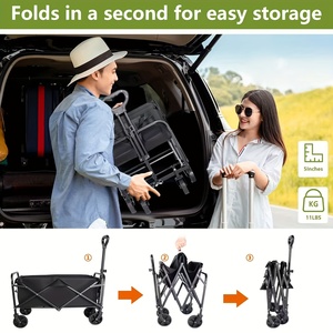 Chariot utilitaire pliable tout-terrain robuste, chariot multifonctionnel pour le camping, le jardinage, les courses, les sports et l'utilisation en extérieur - Product Image 6