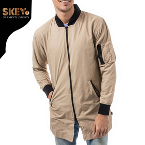2022 Custom Design <b>Men's</b> Windproof Casual Zipper <b>Long</b> Bomber <b>Jackets</b> Nylon/Cotton Sportswear - Product Image 1