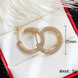 Orecchini a Cerchio in Stile Francese con Cristalli Incastonati per Donne, Accessori Vintage per Uso Quotidiano e Feste - Product Image 5