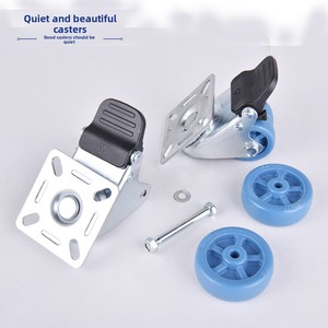 15-Zoll 2-Zoll Doppelreihige PA-Lenkrolle mit blauer Oberplatte, Hochleistungs-Nylon-Laufrollen für Waschmaschinen und Kühlschränke - Product Image 4