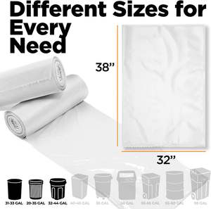 Bolsas de basura transparentes de alta resistencia de 30-33 galones (250 unidades) - Bolsas de reciclaje transparentes de 30+ galones, 32 galones Venta directa de fábrica - Product Image 3