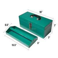 Boîte à outils portable en acier étanche avec étagère intégrée, conception verrouillable, poignée de transport, 2 compartiments pour garage, atelier, bureau, OEM