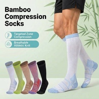 Chaussettes de compression en fibre de bambou respirantes et anti-transpiration avec soutien de la voûte plantaire pour hommes, femmes et jeunes, idéales pour la course, le cyclisme et les voyages