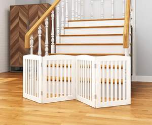 Valla de bambú para perros personalizada, portátil, duradera, plegable, independiente, para interiores, puerta de madera blanca para mascotas - Product Image 3