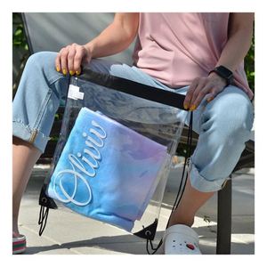 กระเป๋าใสแบบมีเชือกผูกสำหรับงานอีเว้นท์ สนามกีฬา หรือสถานที่จัดงาน  พร้อมปักชื่อแบบโมโนแกรมส่วนตัว - Product Image 1