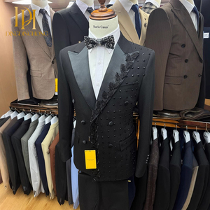 Hôte décontracté pour hommes Robe de banquet de mariage Ensemble de 2 pièces en jacquard <span class=keywords><strong>Costume</strong></span> simple boutonnage <span class=keywords><strong>Taille</strong></span> XL Tenue de cérémonie personnalisée pour hommes - Product Image 4