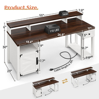 Support de moniteur de bureau d'ordinateur en bois pour étude de chambre à coucher, bureaux de bureau à domicile réversibles avec armoire de rangement