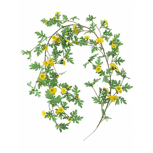 Guirlandes de fleurs artificielles en chrysanthème froissé simulé, 1,75 m, en soie, pour décoration extérieure et intérieure, recouvrement mural de Noël - Product Image 5