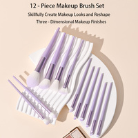Ensemble de 12 pinceaux cosmétiques en nylon super doux, bleu et violet, tube en alumine épaissi, pinceaux pour les yeux, le visage et les lèvres, beauté