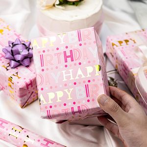 Yarcony Birthday Wrapping Paper Pink Gold Foil 23.4 Sq Ft Roll Gift Craft Use Recyclable - Product Image 6