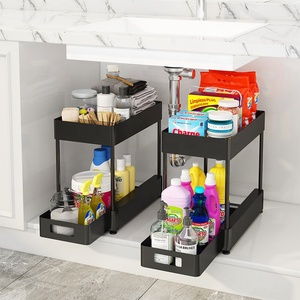 Neue Produkte 2 Tier Sliding Bathroom Organizer unter Küchen spüle Ausziehbares Lager regal unter Waschbecken Organizer