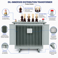 Transformateur de distribution de puissance triphasé immergé dans l'huile à faibles pertes, à bobinages en cuivre ONAN, IEC 60076, 2500KVA, 1000KVA, 500KVA, 10kV, 15kV